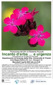 Proiezione del film Incanto d'erba ... e urgenza - Dipartimento di scienze della vita, Units @ Aula Magna Edificio M, Università di Trieste